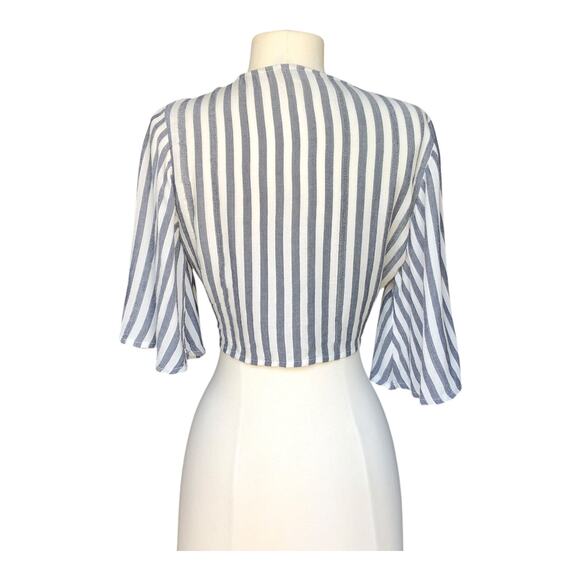 American Eagle Outfitters Tie Front Stripe Crop Top Women's Large - Picture 4 of 14